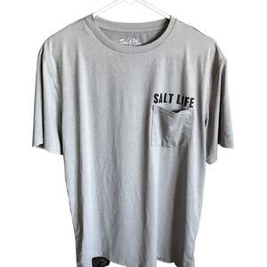 Salt Life size Medium short sleeve pocket t-shirt Gray New w/tags live salty